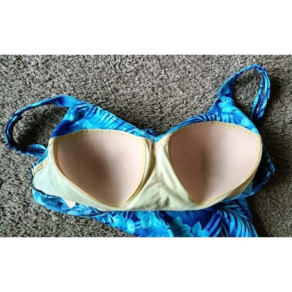 Vintage Le Cove One Piece Swimsuit Womens Size 10 Blue Floral  Pin Up Retro - Picture 7 of 9